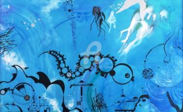 Malerei mit dem Titel "Sous-marine" von Mona Bessaa, Original-Kunstwerk, Acryl