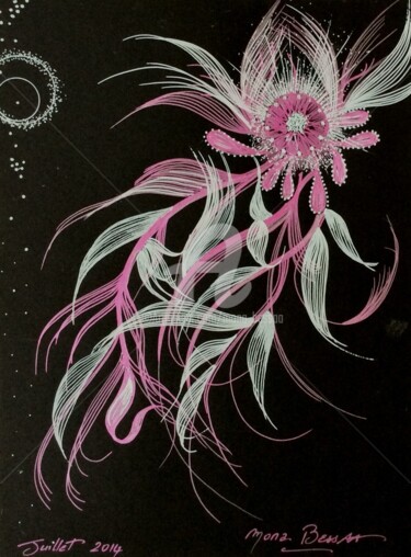 Drawing titled "Fleur d'Ô II" by Mona Bessaa, Original Artwork, Ink