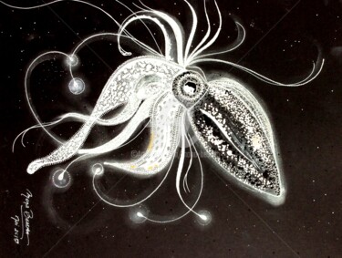 图画 标题为“Calmar luminescent” 由Mona Bessaa, 原创艺术品, 墨
