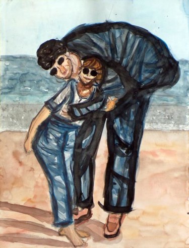 Pintura titulada "Père et homme" por Mone Popp, Obra de arte original, Pastel