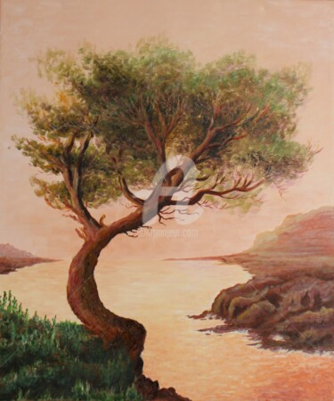 Peinture intitulée "COUCHER DE SOLEIL S…" par Monelle, Œuvre d'art originale, Huile