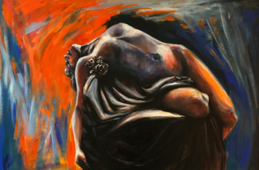 Ζωγραφική με τίτλο "The Arrival" από Monica Callaghan, Αυθεντικά έργα τέχνης, Ακρυλικό Τοποθετήθηκε στο Ξύλινο φορείο σκελετό