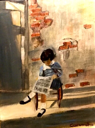 Pintura titulada "La señorita de pan…" por Mónica Caruncho Fontela, Obra de arte original, Oleo