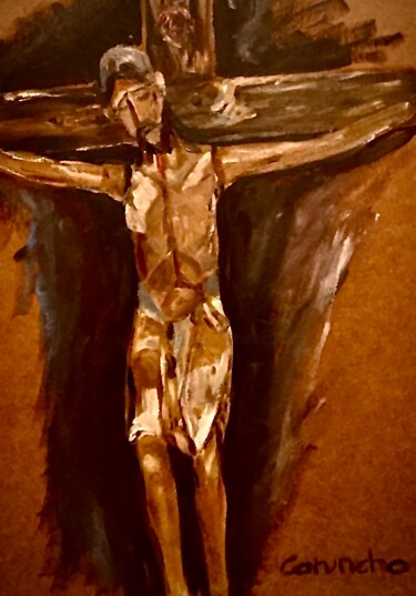 「Cristo crucificado」というタイトルの絵画 Mónica Caruncho Fontelaによって, オリジナルのアートワーク, オイル
