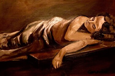 Pintura intitulada "El Niño Jesús dormi…" por Mónica Caruncho Fontela, Obras de arte originais, Óleo