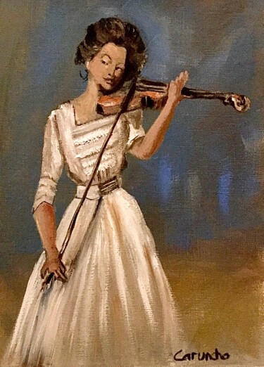 Painting titled "El violín" by Mónica Caruncho Fontela, Original Artwork, Oil