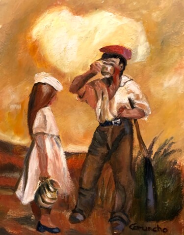 Peinture intitulée "La jarra de agua" par Mónica Caruncho Fontela, Œuvre d'art originale, Huile