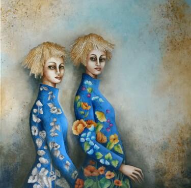 Painting titled "DEVENIR" by Monica Cattaneo, Original Artwork, Oil Mounted on Wood Stretcher frame