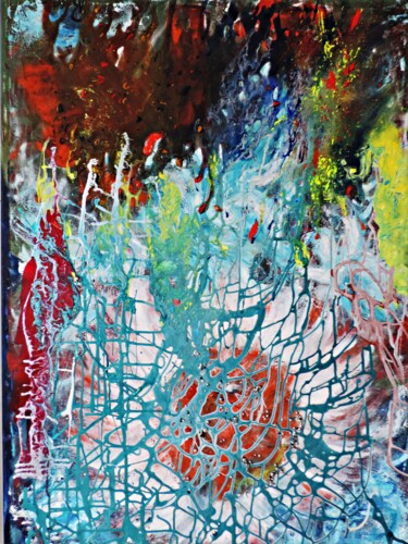 Painting titled "Positive Chaos" by Monica Elizabeth Roses, Original Artwork, Oil