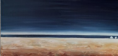 Peinture intitulée "La spiaggia si vest…" par Monica Zambon, Œuvre d'art originale, Huile