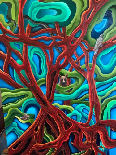 Картина под названием "Strange Terrain #2" - Monica Puryear, Подлинное произведение искусства, Масло Установлен на Деревянна…