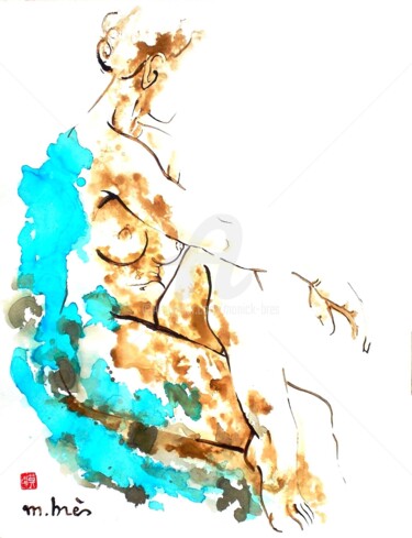 Картина под названием "Elégante" - Monick Bres, Подлинное произведение искусства, Чернила
