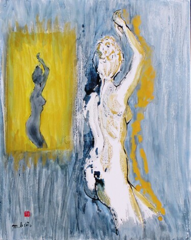 Pittura intitolato "OMBRE DANS LA NUIT" da Monick Bres, Opera d'arte originale, Inchiostro