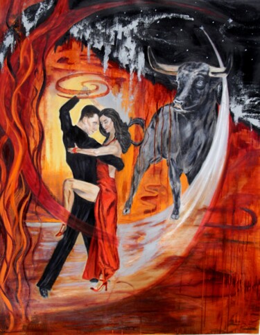 Schilderij getiteld "Hellish Temptating…" door Mónika Katalin Pál, Origineel Kunstwerk, Olie