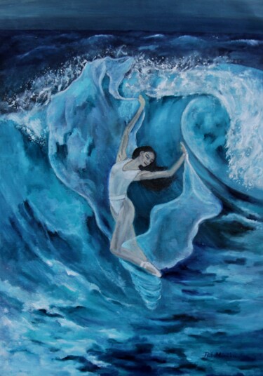 Malerei mit dem Titel "Dance of the Waves" von Mónika Katalin Pál, Original-Kunstwerk, Öl