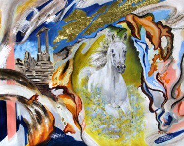 Painting titled "Galloping through t…" by Mónika Katalin Pál, Original Artwork, Oil