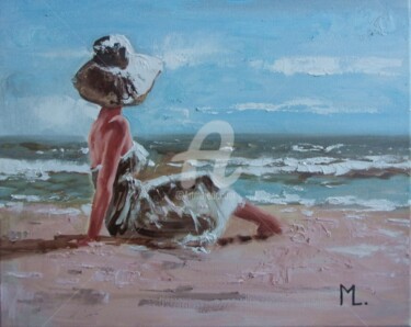 Painting titled "" SUMMER BLUE " SUN…" by Monika Luniak, Original Artwork, Oil