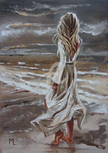 Painting titled "" WHAT PLAN FOR THE…" by Monika Luniak, Original Artwork, Oil Mounted on Wood Stretcher frame