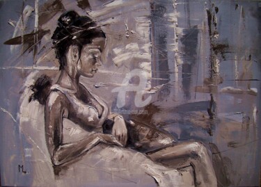 Painting titled "THINKING OF YOU IN…" by Monika Luniak, Original Artwork, Oil
