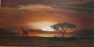 Peinture intitulée "Sunset in Tanzania" par Monika Mucha, Œuvre d'art originale, Acrylique