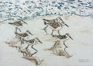 Painting titled "Sandpipers" by Monikr, Original Artwork, Acrylic