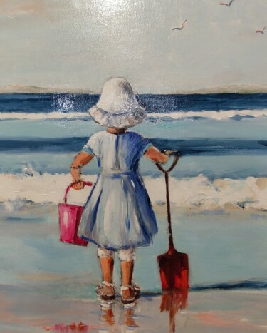 Pintura titulada "Sur la plage" por Anne Monin, Obra de arte original, Acrílico Montado en Bastidor de camilla de madera