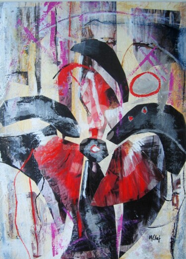 Peinture intitulée "Rouge et noir" par Monique Chef, Œuvre d'art originale, Acrylique
