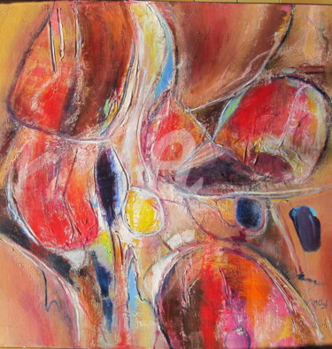 Peinture intitulée "Composition" par Monique Chef, Œuvre d'art originale, Acrylique