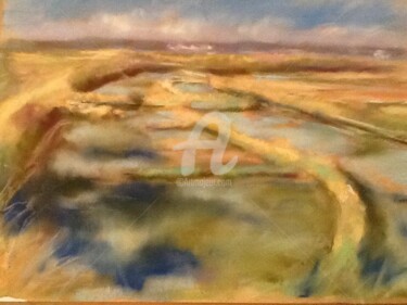 Drawing titled "Vue des marais" by Monique Goukenleuque, Original Artwork, Pastel