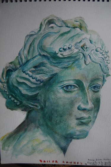 Pittura intitolato "aquarelle-portrait-…" da Monique Hirel, Opera d'arte originale