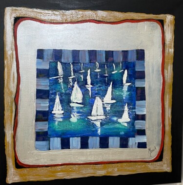 Peinture intitulée "Barcos" par Monique Margueritte, Œuvre d'art originale, Acrylique Monté sur Châssis en bois