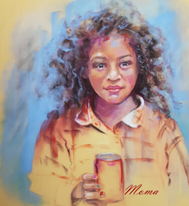 Peinture intitulée "Boire du Coca" par Monique Marie François (Moma), Œuvre d'art originale, Pastel