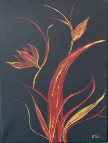 Painting titled "Rouge et Or" by Monique Schoonenburg (MSC), Original Artwork, Acrylic