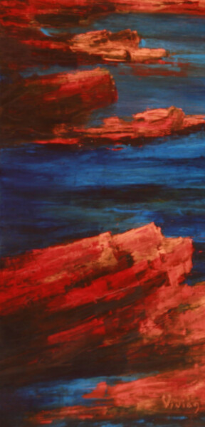 Painting titled "Calanques de Piana." by Monique Vivian, Original Artwork, Oil