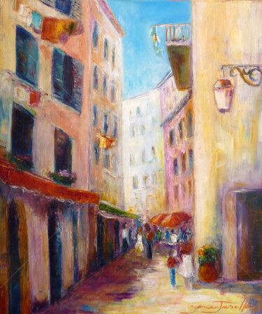 Pintura titulada "rue à Ajaccio" por Monique Yenco Fusella, Obra de arte original