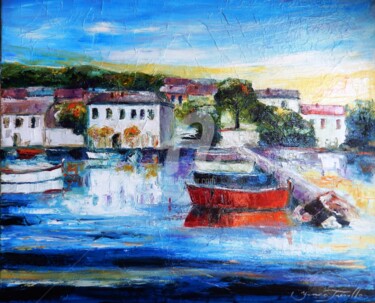 Painting titled "village du cap corse" by Monique Yenco Fusella, Original Artwork