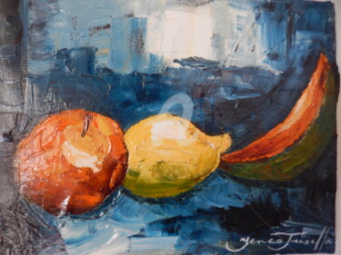 Painting titled "LA PASTEQUE" by Monique Yenco Fusella, Original Artwork, Oil