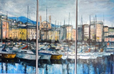 Peinture intitulée "VIEUX PORT" par Monique Yenco Fusella, Œuvre d'art originale, Huile