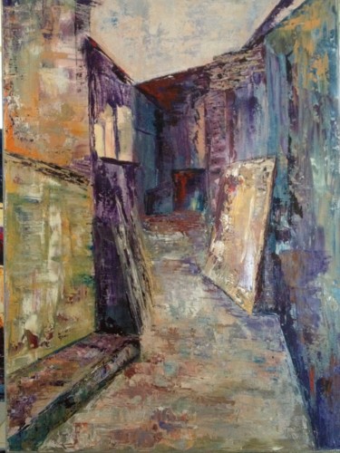 Pittura intitolato "Ruelle abandonnée" da Monique Burtey, Opera d'arte originale, Olio