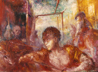 Pintura intitulada "Taureaumachie" por André Helluin, Obras de arte originais, Óleo