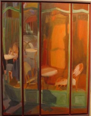Pintura intitulada "Les vitrines du café" por Montamets, Obras de arte originais