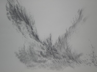 Рисунок под названием "Les Ailes du temps" - Frédérique Montane, Подлинное произведение искусства, Древесный уголь