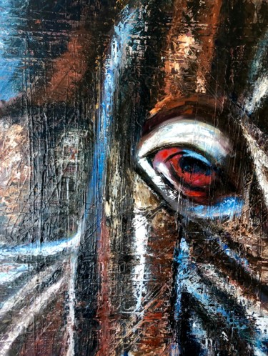 Pittura intitolato "Zebra 2" da Charmaine Moore, Opera d'arte originale, Olio Montato su Telaio per barella in legno