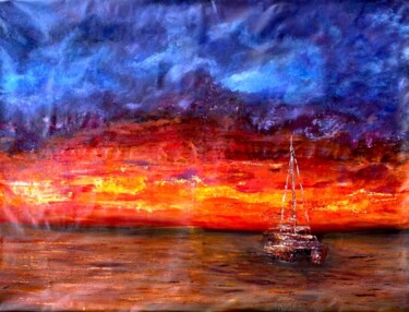 Malerei mit dem Titel "Sunset Paradise" von Charmaine Moore, Original-Kunstwerk, Acryl