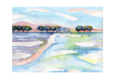 Painting titled "Paisaje Después de…" by Mora Castela, Original Artwork, Watercolor