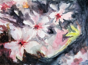 Картина под названием "Flores del árbol de…" - Mora Castela, Подлинное произведение искусства, Акварель