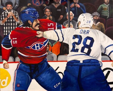 Painting titled "Hockey" by Moraru Vadim, Original Artwork, Oil Mounted on Wood Stretcher frame