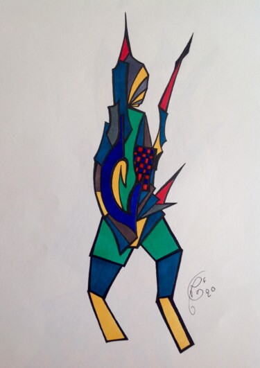 Drawing titled "Posture" by Moreau Franck Didier, Original Artwork, Gel pen
