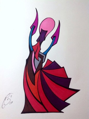 Drawing titled "Danse" by Moreau Franck Didier, Original Artwork, Gel pen
