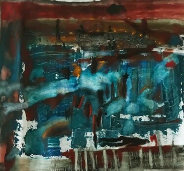 Pittura intitolato "Paysage de douleurs" da Monique Morellec, Opera d'arte originale, Acrilico